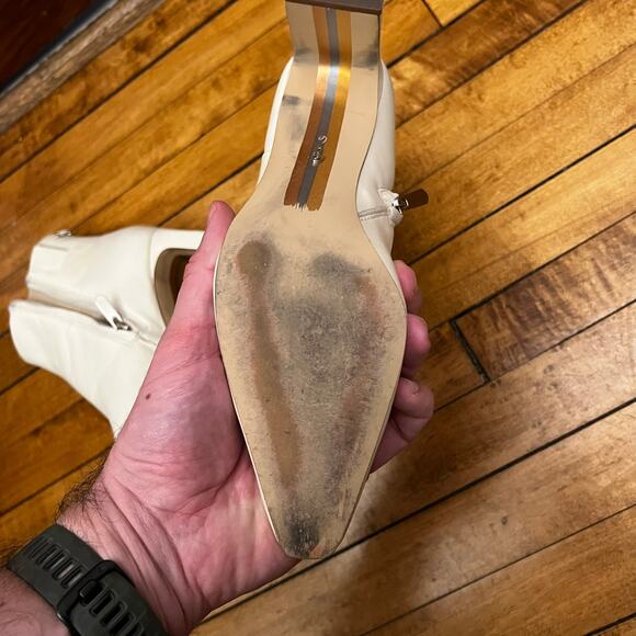 Sam Edelman Women's Saige Ivory Leather Booties Shoes 6 (M) Boots - Picture 6 of 14